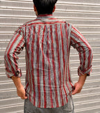 Red Striped Full Sleeves Cotton Shirt