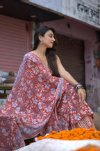 Orange Rapid Jaal Cotton Anarkali Sharara Set