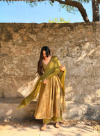 Mehendi Ajrakh Butti Anarkali Suit Set