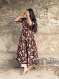 Black Kalamkari Cotton Anarkali Suit Set
