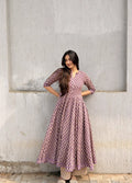 Purple Kalamkari booti Cotton Anarkali Set