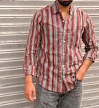 Red Striped Full Sleeves Cotton Shirt