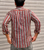 Red Striped Full Sleeves Cotton Shirt