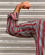 Red Striped Full Sleeves Cotton Shirt
