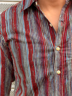 Red Striped Full Sleeves Cotton Shirt