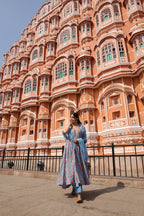 Light Blue Rapid Jaal Cotton Anarkali Set