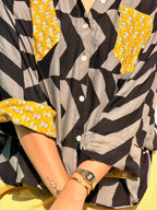 Grey Kalamkari Buti Luxe Crepe Cotton Kaftan Shirt