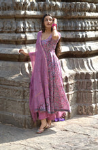 Pink Rapid Jaal Cotton Anarkali Set