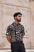 Black Geometric Kalamkari Cotton Shirt