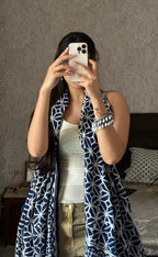 Indigo Ajrakh Cotton Mulmul  Dupatta