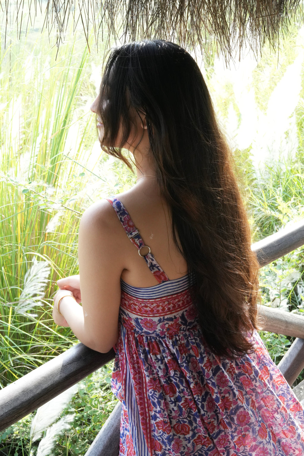 Peach Kalamkari Cotton Mulmul Maxi Dress