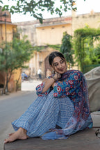 Blue Rapid Kalamkari Cotton Persian Salwar Kurti Set