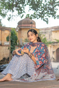 Blue Rapid Kalamkari Cotton Persian Salwar Kurti Set
