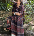 Black Ajrakh Putai Modal Dupatta