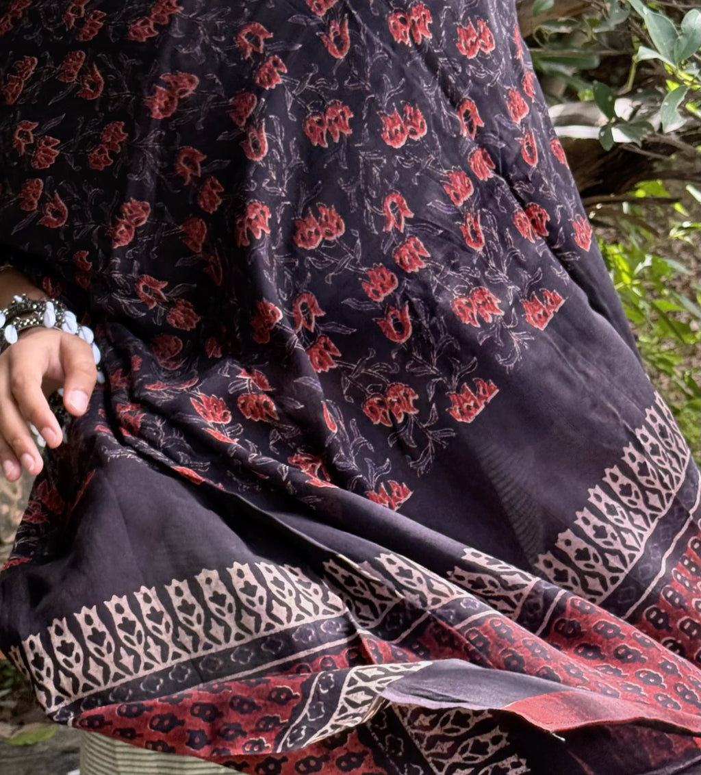 Black Ajrakh Putai Modal Dupatta