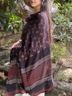Black Ajrakh Putai Modal Dupatta