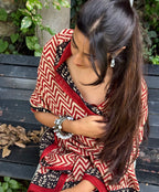 Red Kalamkari Cotton Mulmul Dupatta