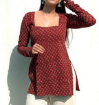 Rustic Red Fadat Buti Cotton Mulmul Short Kurti