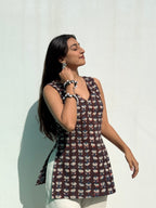 Brown Jahota Cotton Short Kurti