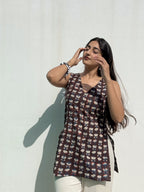 Brown Jahota Cotton Short Kurti