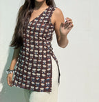 Brown Jahota Cotton Short Kurti