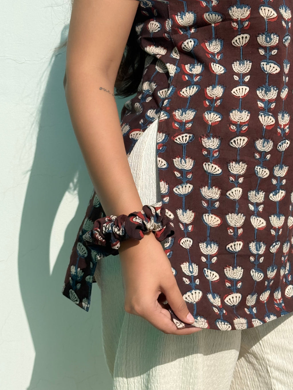 Brown Jahota Cotton Short Kurti