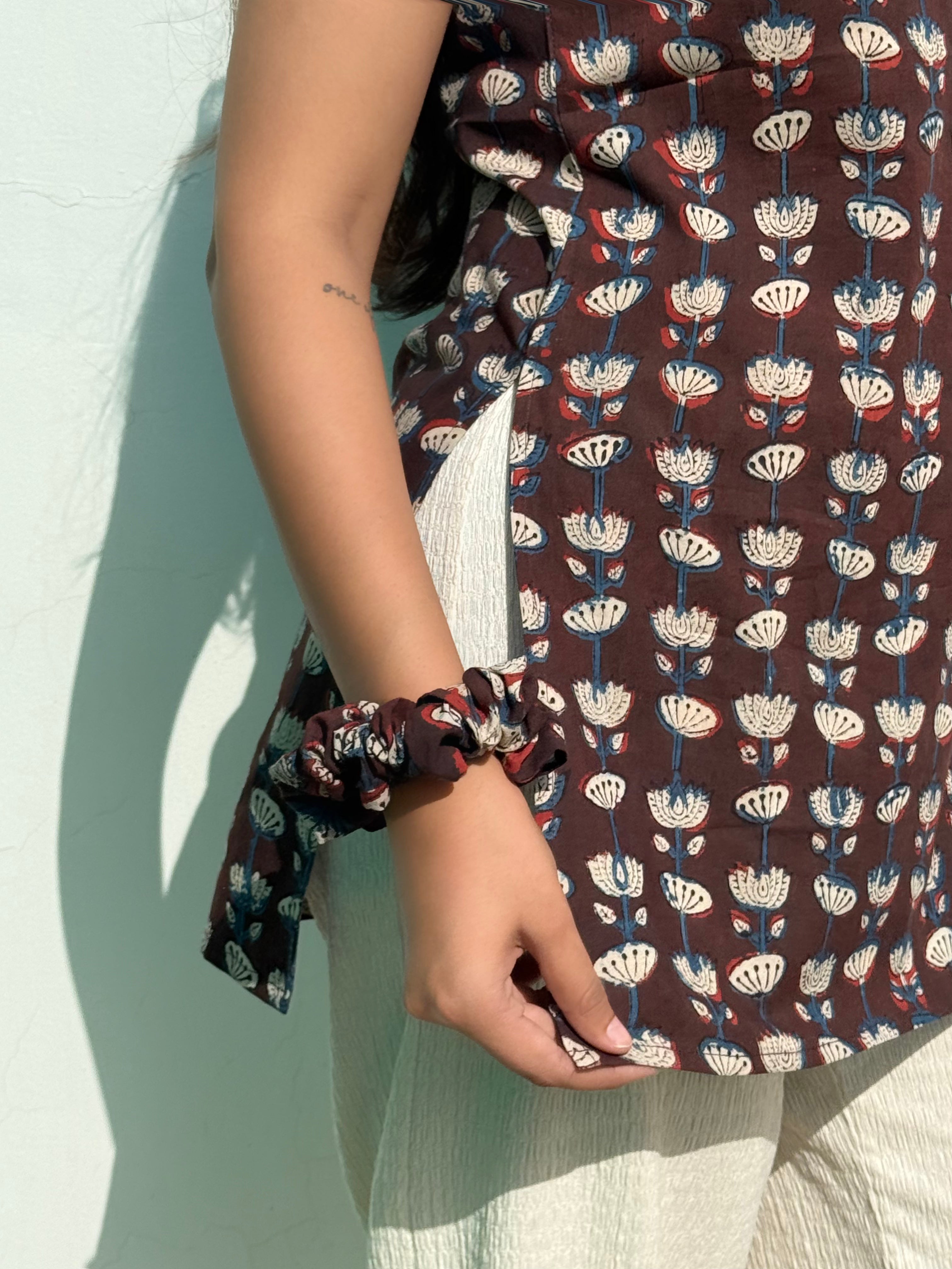 Brown Jahota Cotton Short Kurti