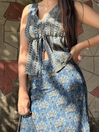 Indigo Ajrakh Modal Skirt Top Set