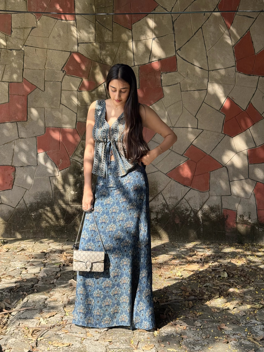 Indigo Ajrakh Modal Skirt Top Set