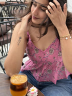 Pink Rapid Print Cotton Crop Top