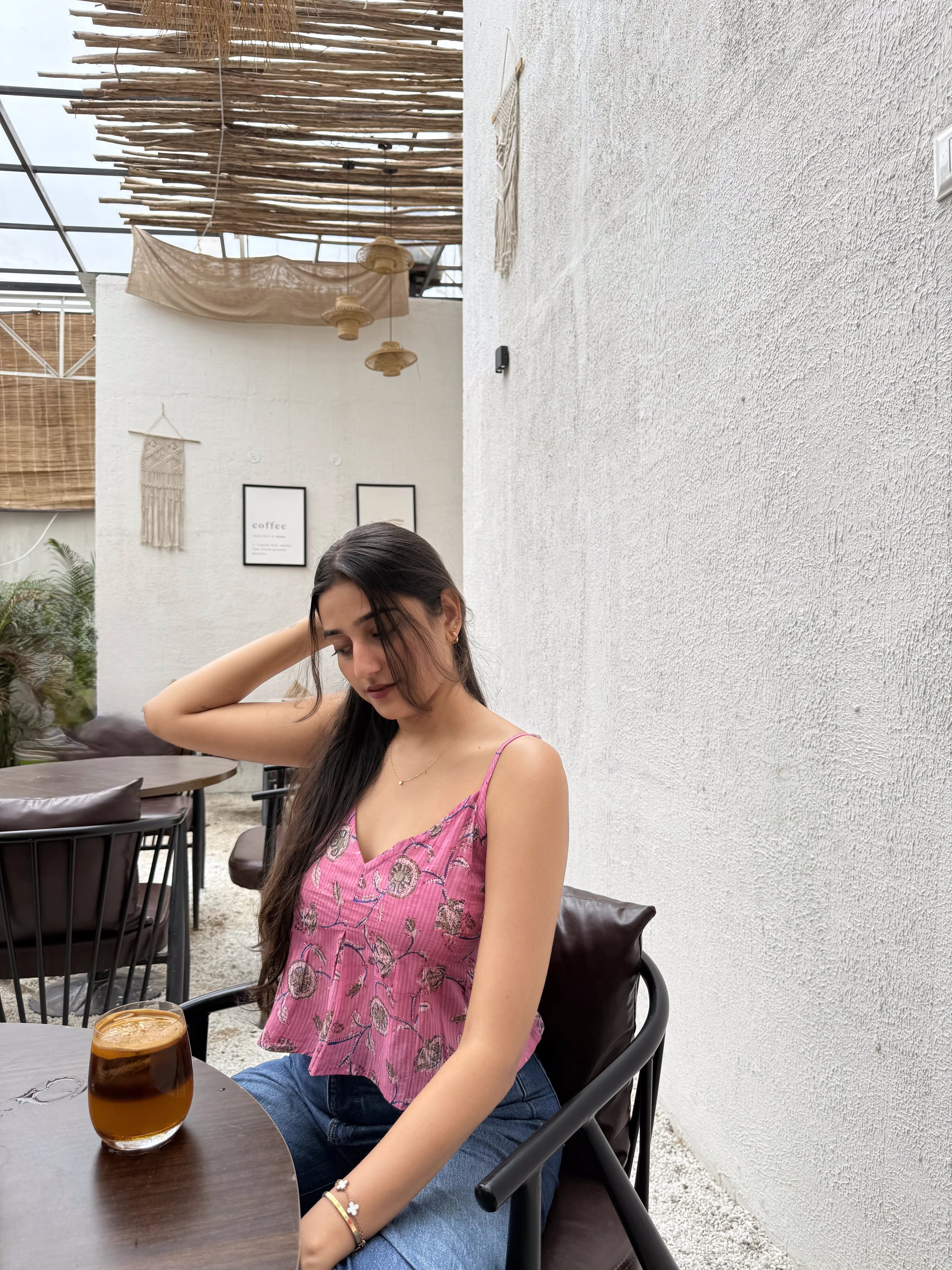 Pink Rapid Print Cotton Crop Top