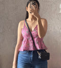 Pink Rapid Print Cotton Crop Top